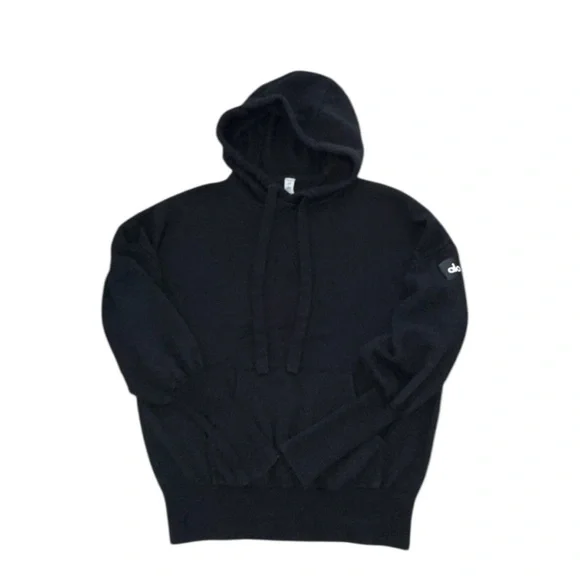 ALO Yoga Black Jet Set Cashmere Pullover Sweatshirt Hoodie XS - Picture 3 of 12